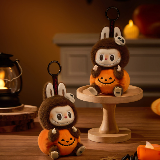 Labubu Happy Halloween Party Series-sitting Pumpkin Vinyl Plush Pendant