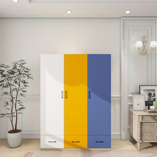 Doors Bedroom Armoire Wardrobe Closet Cabinet Wardrobe Closet with Hanging Rod Wood Closet Wardrobe for Large Storage Armoires and Wardrobes with Drawers Wooden 2 Packages