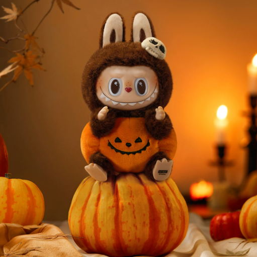 Labubu Happy Halloween Party Series-sitting Pumpkin Vinyl Plush Pendant